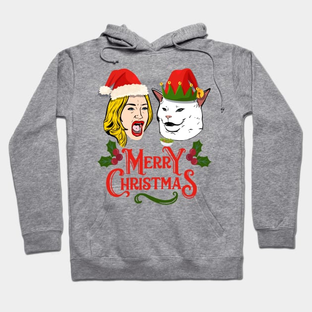 Woman Yelling at a Cat Meme Salad Ugly Christmas Sweater T-Shirt Hoodie by Celestial Holding Co.